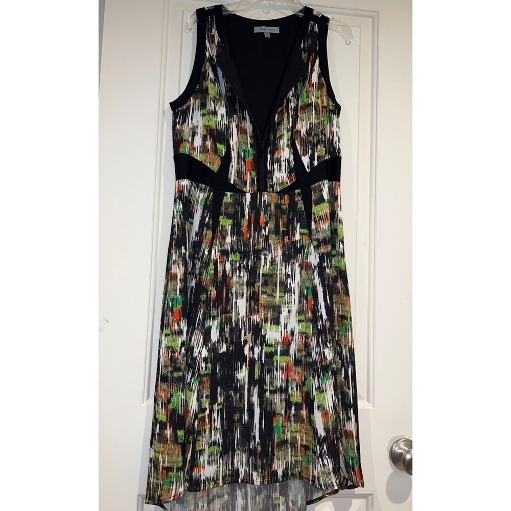 CLASSIQUES ENTIER SLEEVELESS SILK MULTI COLORED DRESS - SIZE 10